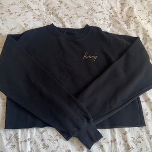 Brandy Melville Black Cropped Sweatshirt